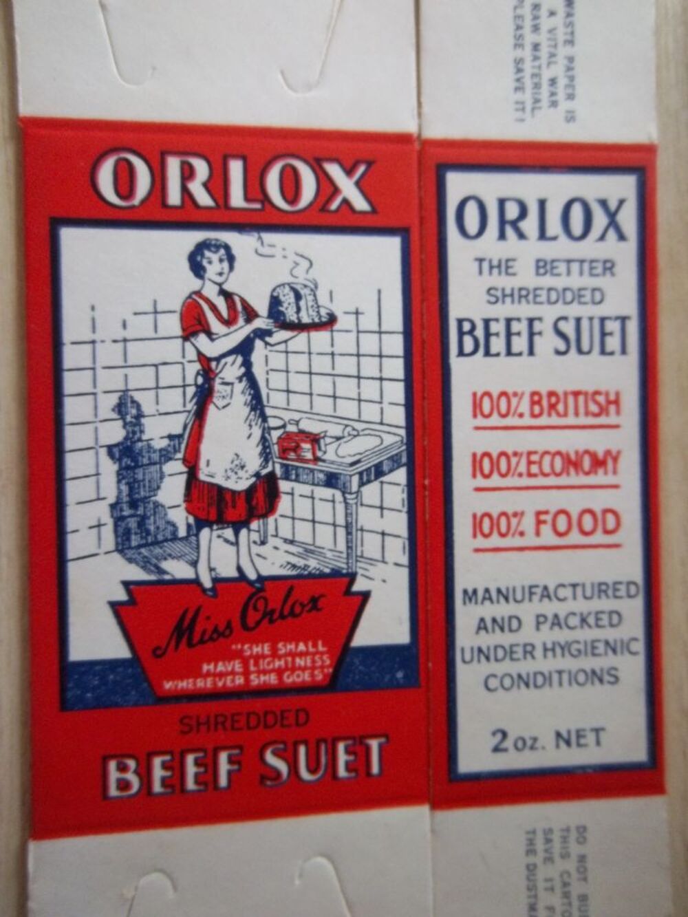 Bo&icirc;te publicitaire pour le suif de b?uf des ann&eacute;es 1940 