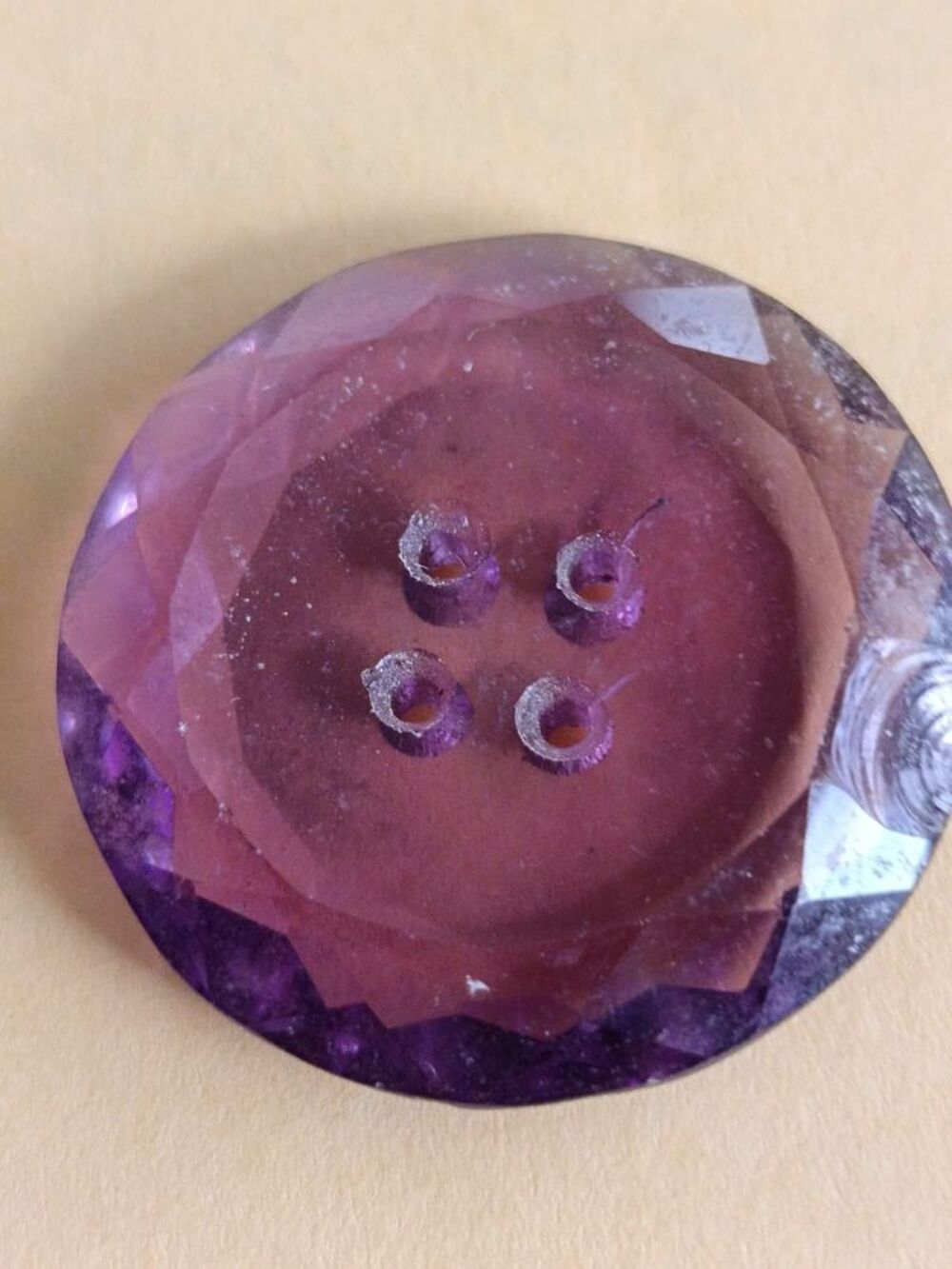 3 Boutons Bijoux Vintage en VERRE Violet - 30mm - Décoration