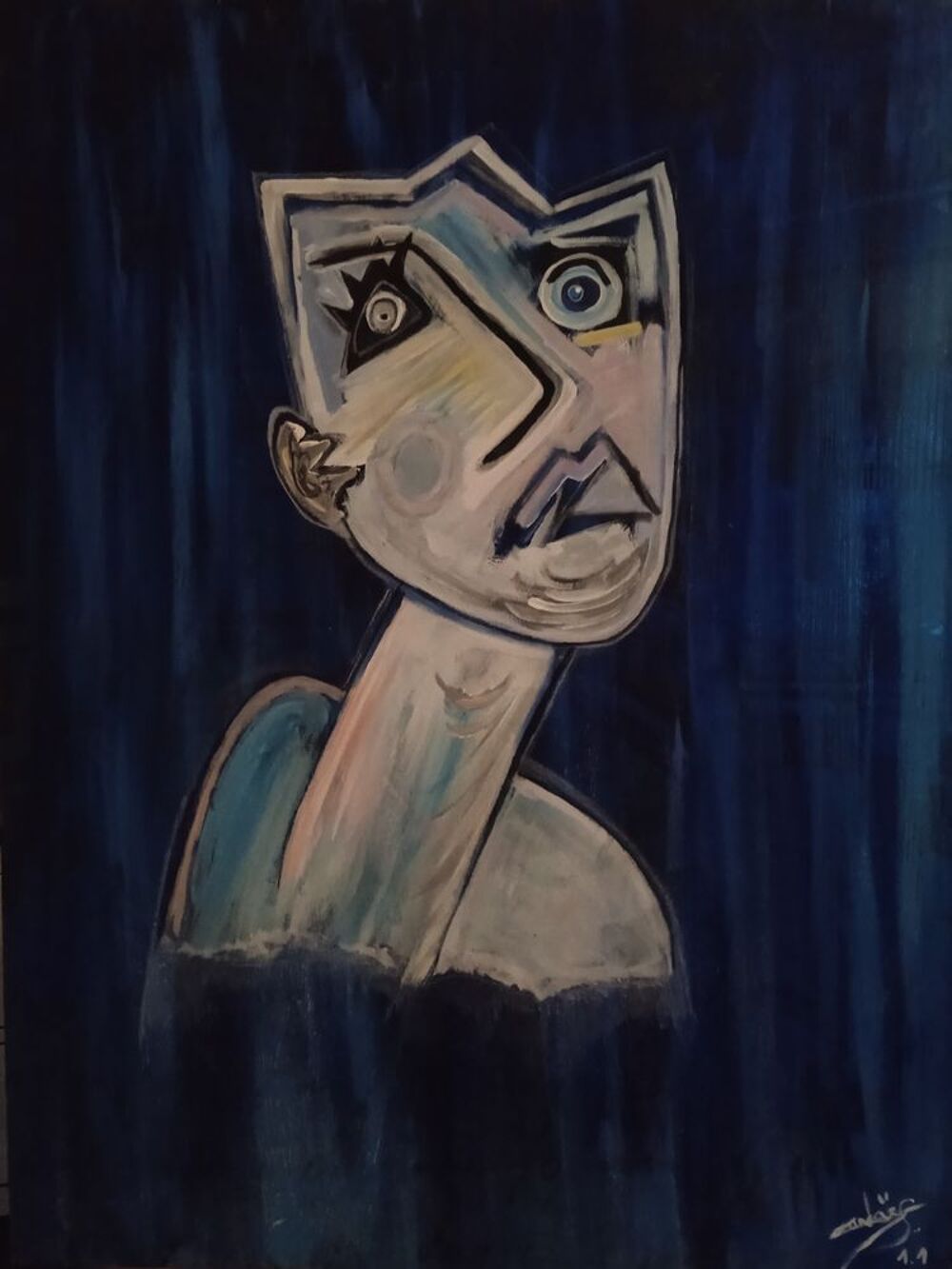 tableau d'artiste "Tourments" acrylique Décoration