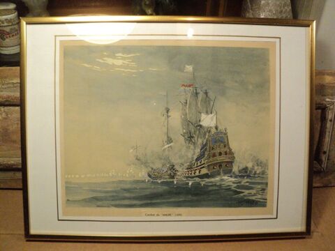 Tableau Marine Albert Sbille Lithographie Ancienne Gouache. 120 Loches (37)