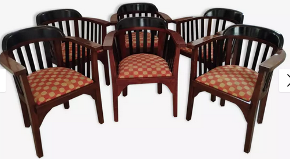 6 fauteuils Art Nouveau de style Joseph Hoffmann Meubles