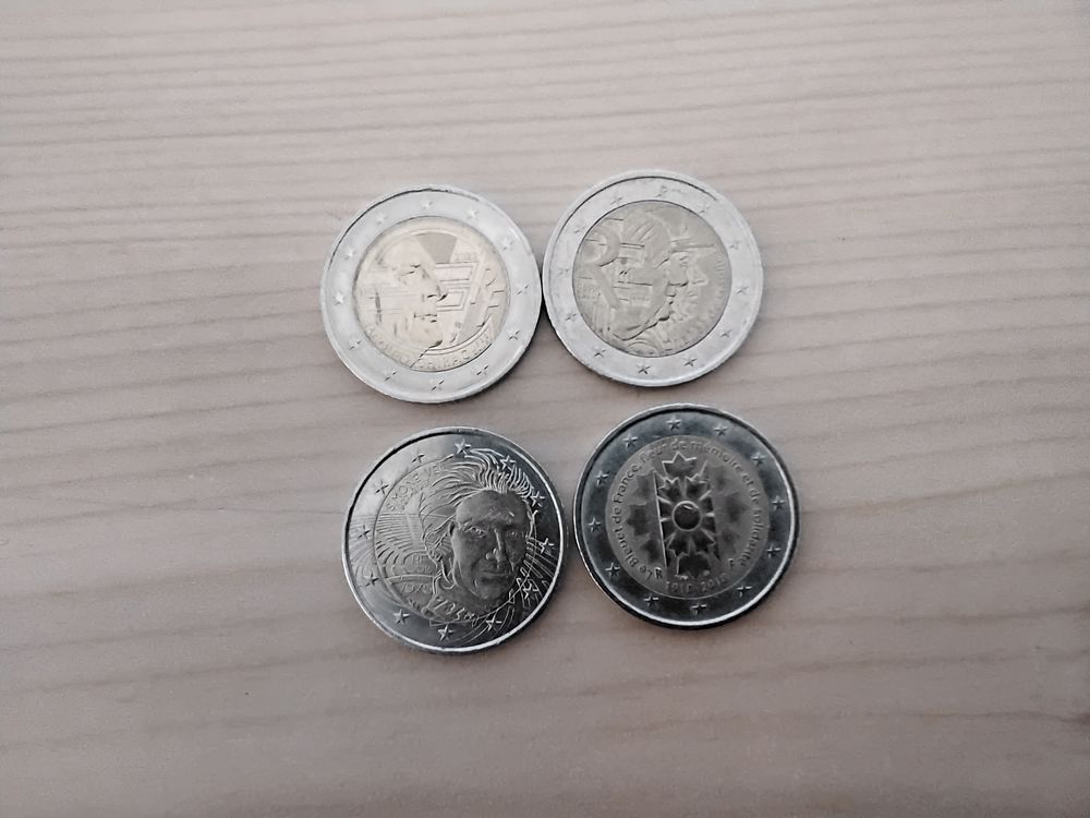 4 pieces de 2 euros comm&eacute;morative fran&ccedil;aises 