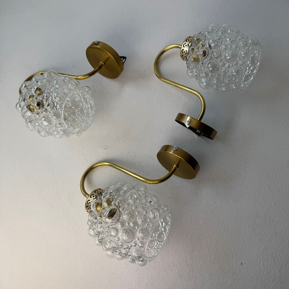 LOT 3 ANCIENNE APPLIQUES EN VERRE BULLE 
D�coration