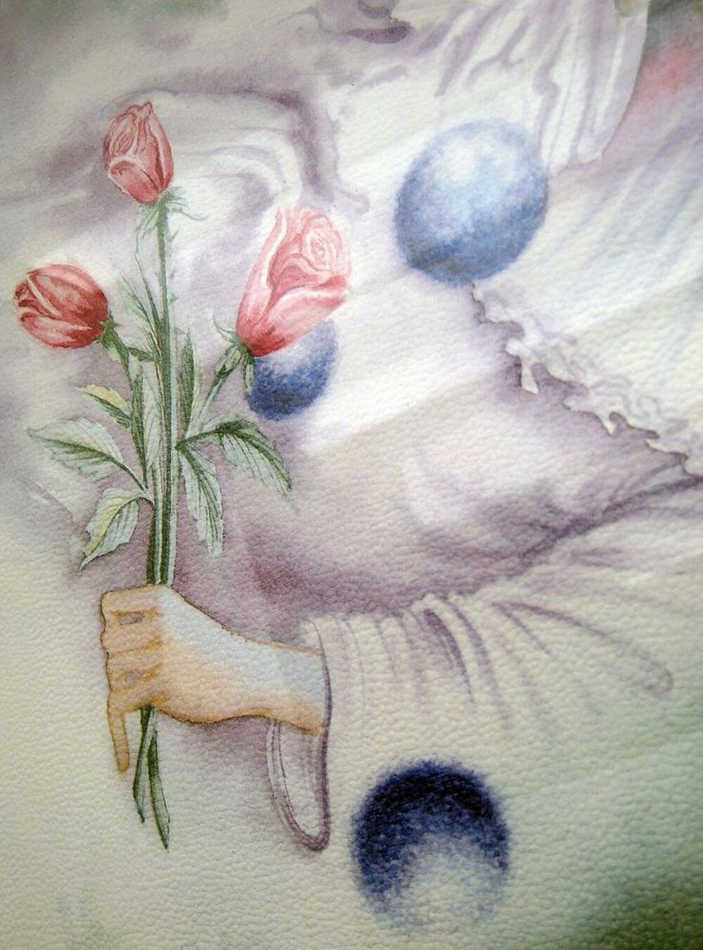 Tableau aquarelle "Pierrot" - mrtsteph D�coration