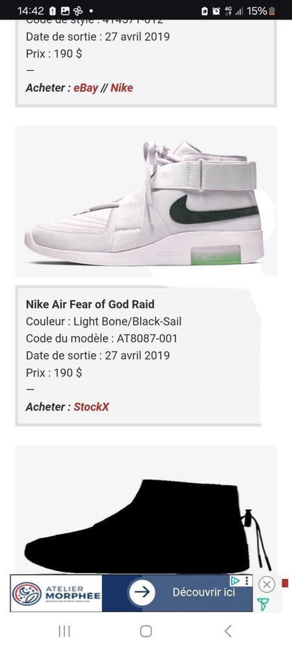 baskets Fear of god X Nike Air force de taille 41 en tr&egrave;s bon etat Chaussures