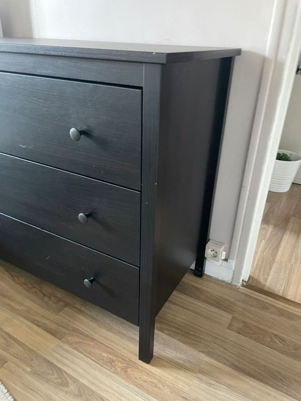 Commode IKEA KOPPANG 3 tiroirs brun noir 90x83 cm ? Tr&egrave;s bon Meubles