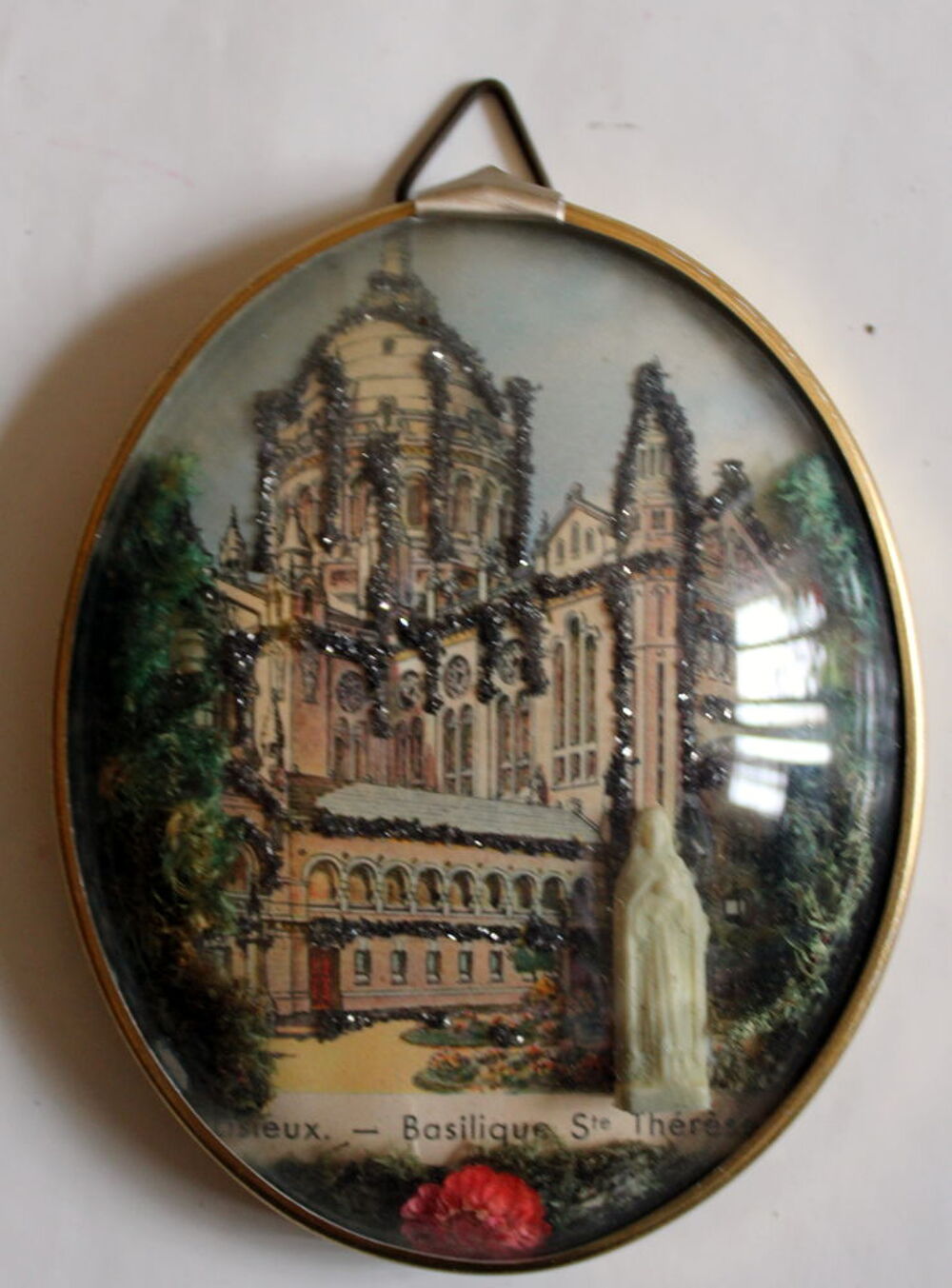 Cadre verre bomb&eacute; DREUX paillettes et fleurs s&eacute;ch&eacute;es Décoration