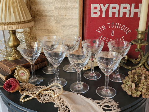 Lot de 7 verres anciens de bistrot  ? Esprit Brocante Chic 30 Saint-Christophe-sur-Roc (79)
