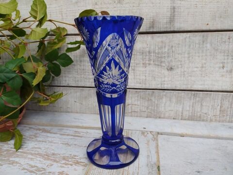 Vase Cristal de Boh�me Bleu Cobalt 75 Loches (37)
