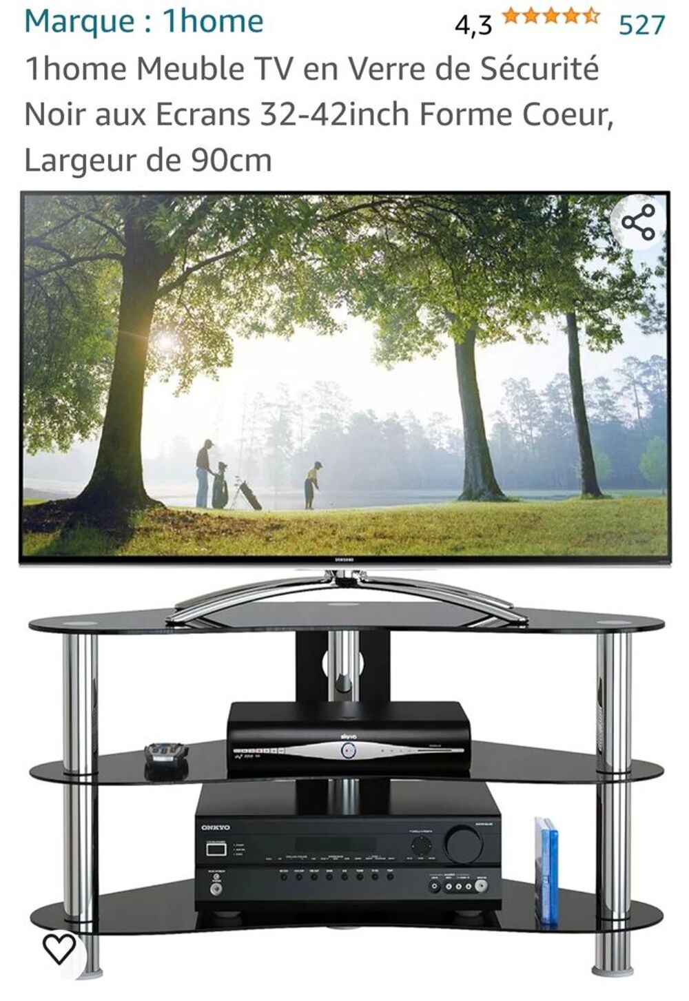 Meuble t&eacute;l&eacute; en verre forme de c?ur 3 &eacute;tag&egrave;res 
Meubles