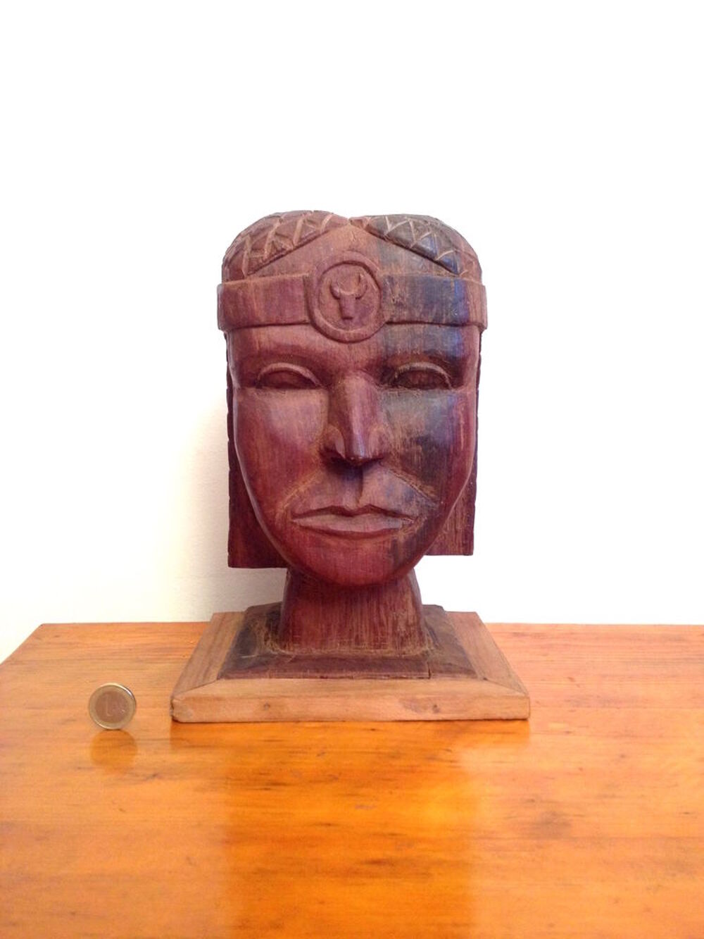 T&Ecirc;TE INCA AZTEQUE SCULPTURE EN BOIS 