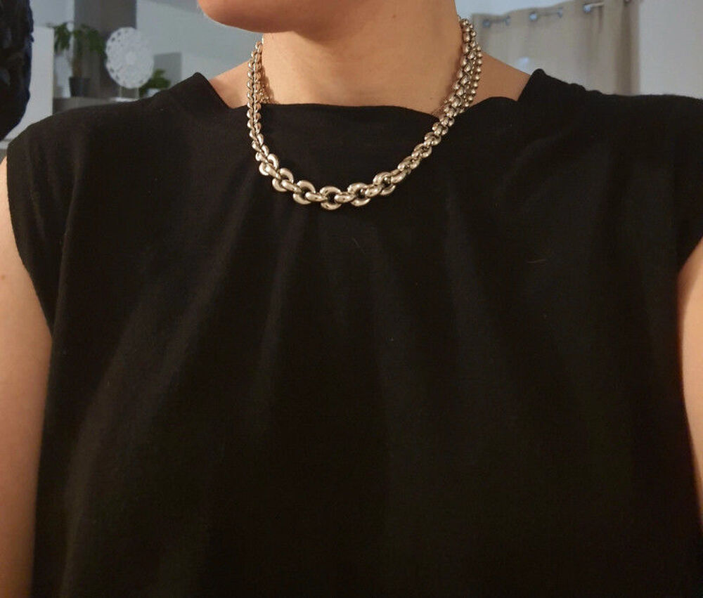 Collier argent 925 rhodi&eacute; gros maillons RARE MARC ORIAN Bijoux et montres