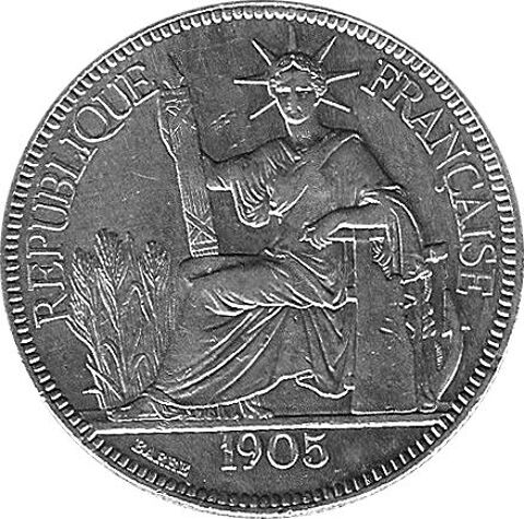 Pice d'une piastre en argent ; Indochine franaise [1905 ] 0 Narbonne Plage (11)