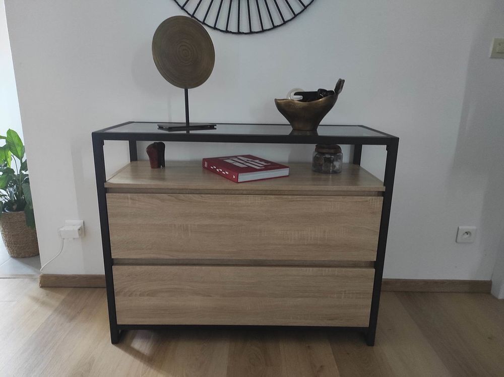 Commode ch&ecirc;ne et noir Meubles