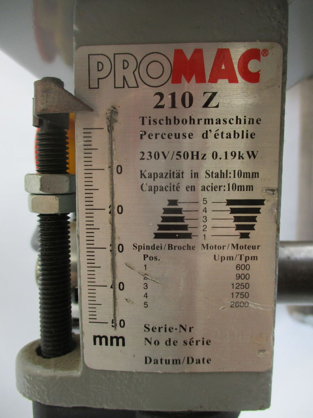 PROMAC 210Z - Perceuse Colonne Taraudeuse Bricolage
