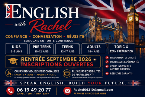 Cours particuliers Enfants, adultes, entreprise  Anglais FLE 0 06210 Mandelieu-la-napoule