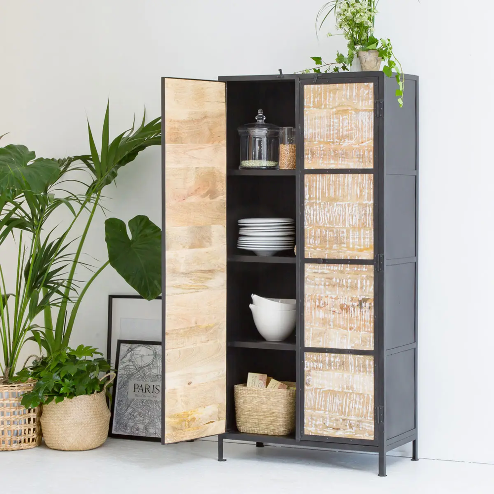 ARMOIRE METAL ET BOIS DE MANGUIER Maison du mon Meubles