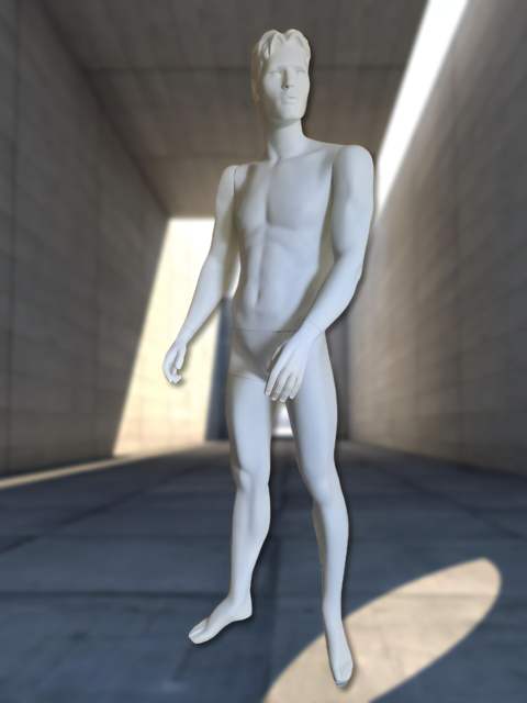 Mannequin homme blanc - base m�tal (vitrine / d�co) 139 Rosenau (68)