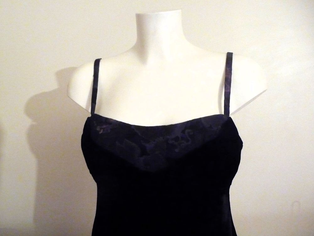Top &agrave; Bretelles en Soie et Velours Noir- Helena Sorel Vêtements