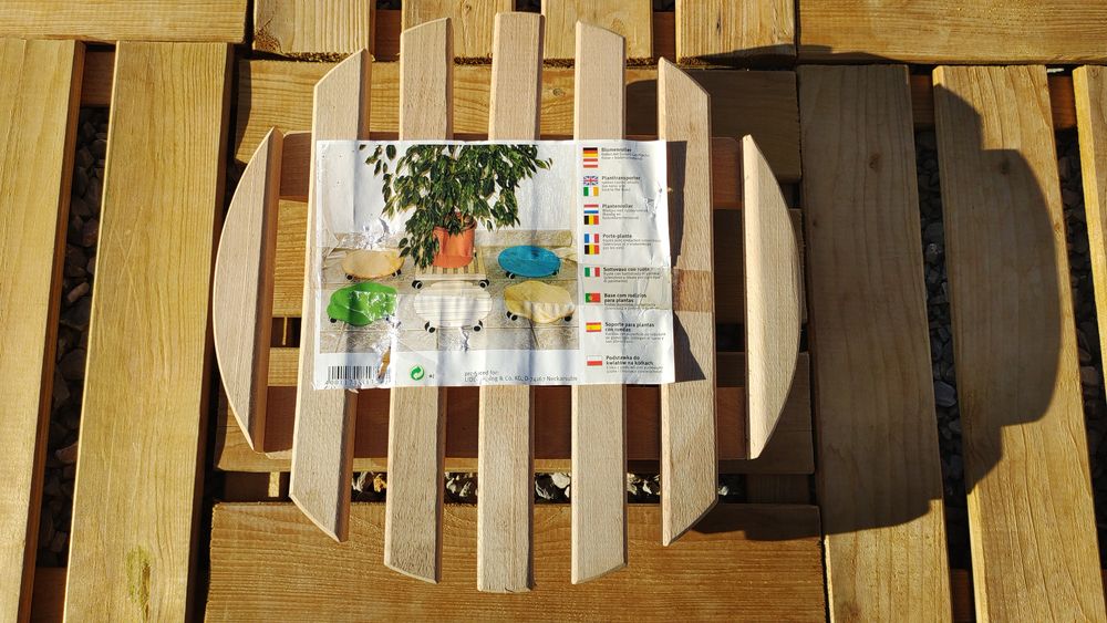 Porte Plante sur Roulettes en Bois Massif - Neuf Décoration