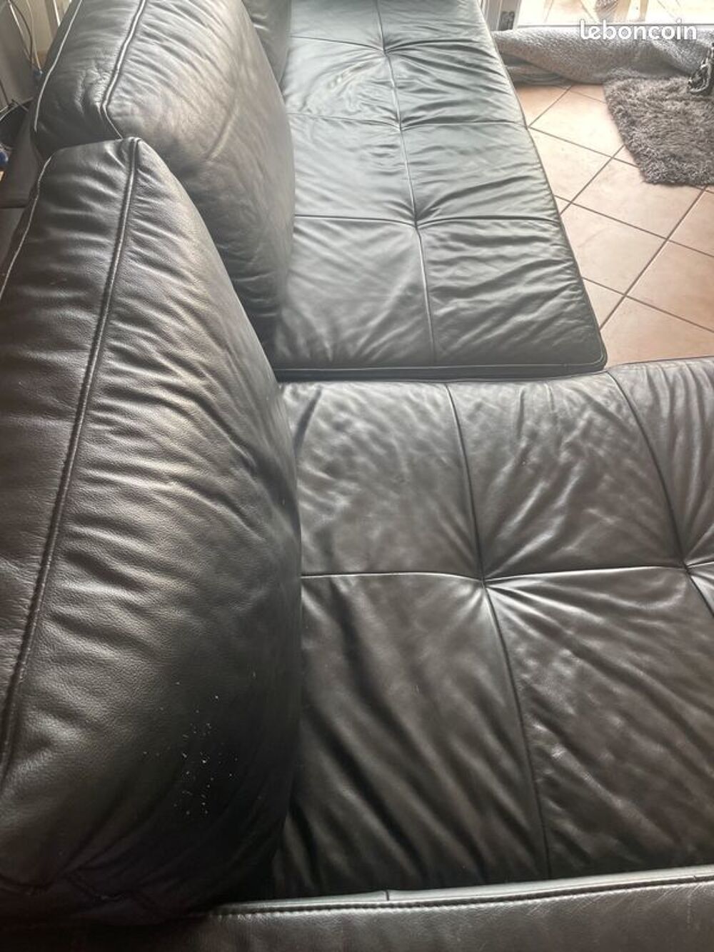 CANAPE ANGLE AVEC MERIDIENNE - NOIR Meubles
