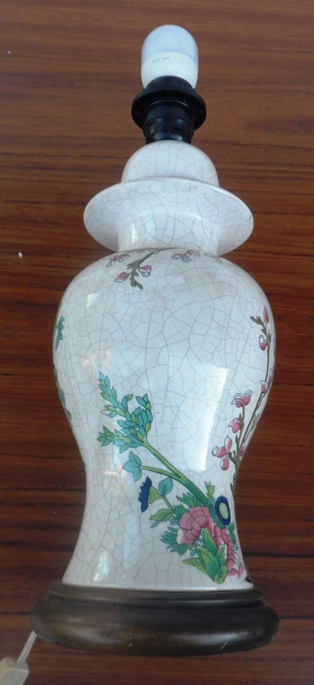 Lampe de chevet en fa&iuml;ence de Moustier craquel&eacute;e fonctionne Décoration
