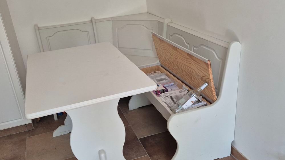 Table &agrave; manger coin angle repas avec banc bois Meubles
