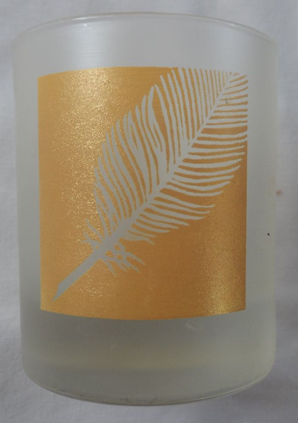 1 Verre vintage neuf d&eacute;cor de foug&egrave;re jaune sur fond opaque Cuisine