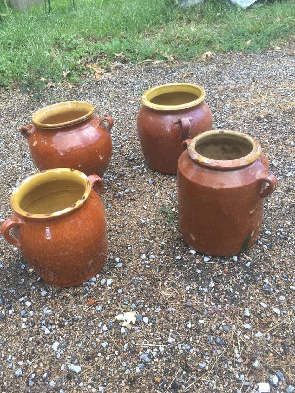 Ancien pot en terre cuite verniss&eacute;e,pot &agrave; graisse Décoration