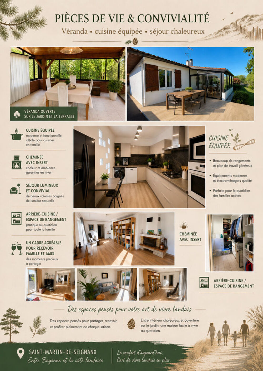 Vente Maison Maison T4-122m² de plain-pied avec jardin arboré de 835m² Saint-martin-de-seignanx