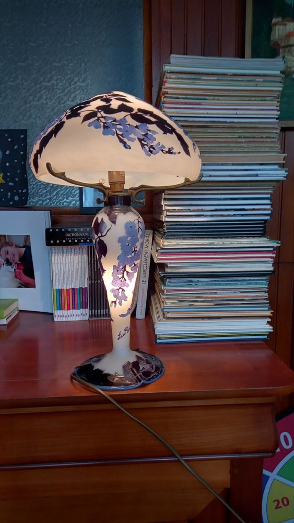 Lampe champignon en p&acirc;te de verre 