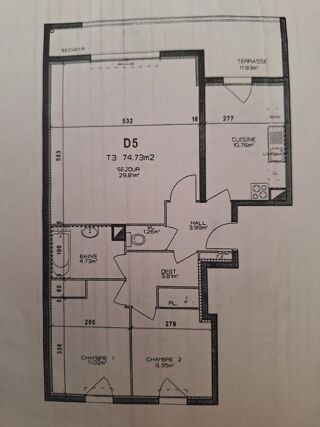  Appartement  vendre 3 pices 75 m