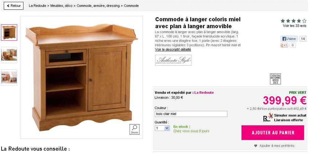 COMMODE MEUBLE A LANGER Mobilier enfants