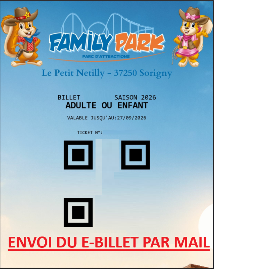 1 billet pour le parc d'attractions "Family Park" &agrave; Sorigny Billetterie