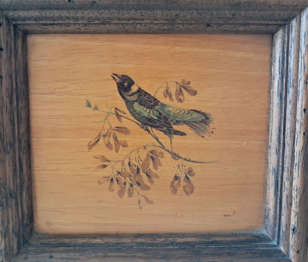 lot de 2 tableaux d&eacute;coratif en bois motif oiseau sur branche Décoration