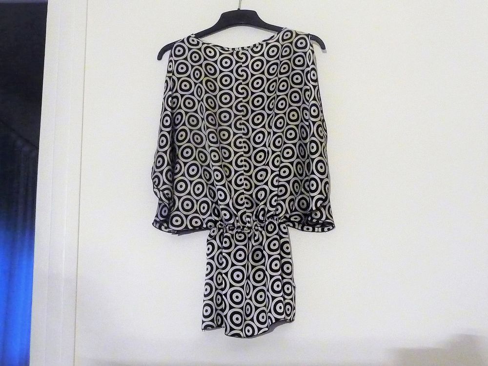 Tunique 100% Soie avec Ronds Noir et Blanc- Sergio Mimrani Vêtements