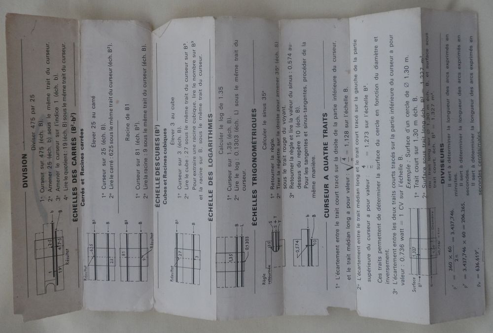R&egrave;gle &agrave; calculer ancienne Graphoplex Paris dans un &eacute;tui cuir 