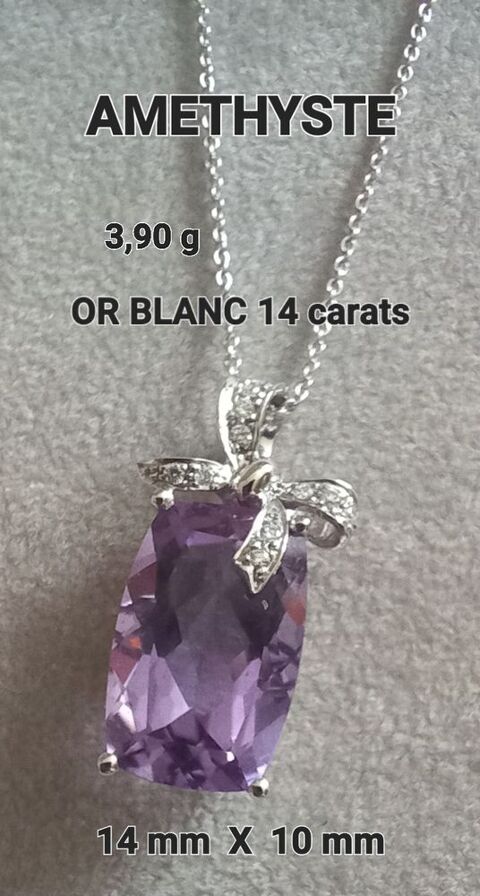 COLLIER OR 14 carats et AMETHYSTE 350 Nogent-sur-Marne (94)