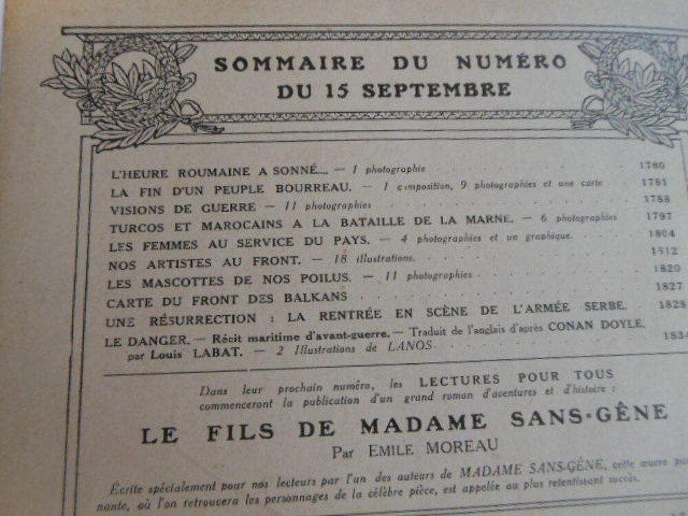 lecture pour tous du 15 septembre 1916 pa82 Livres et BD