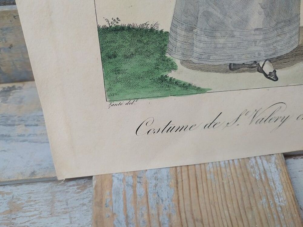 5 Gravures Anciennes Costumes Saint Valery en Caux Normandie 