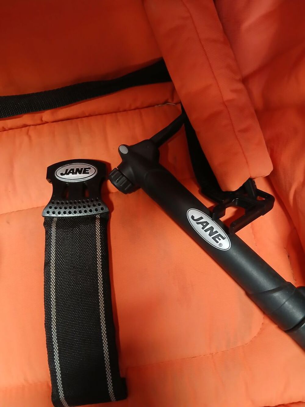 Poussette Jane cross 3 roues orange + nacelle bebe Puriculture