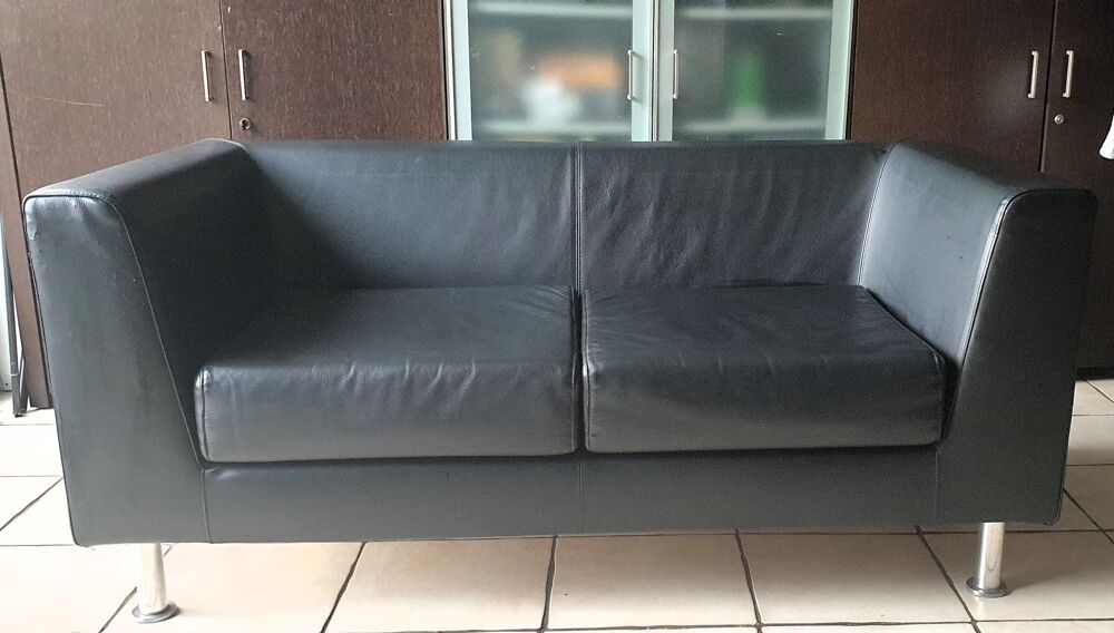Fauteuil cuir noir 2 places direction Meubles