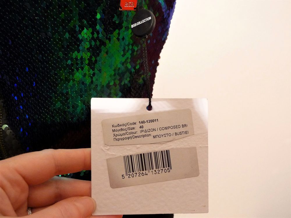 Top/ Tee Shirt &agrave; Sequins Vert/Bleu et Noir- BSB Collection Vêtements