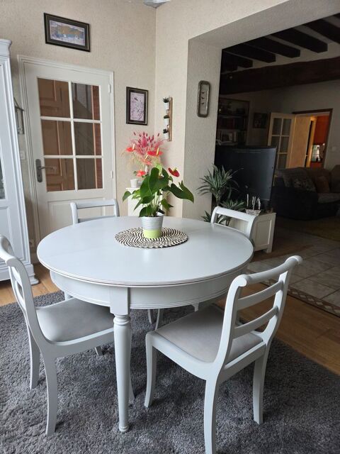 SALLE � MANGER MERISIER MASSIF TEINT� GRIS 1100 Cand� (49)