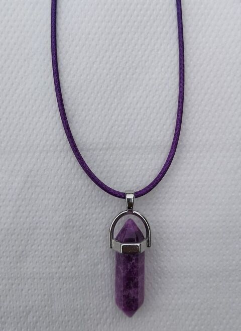 Pendule en Am�thyste mont� en pendentif sur cordon cir�  5 La Seyne-sur-Mer (83)