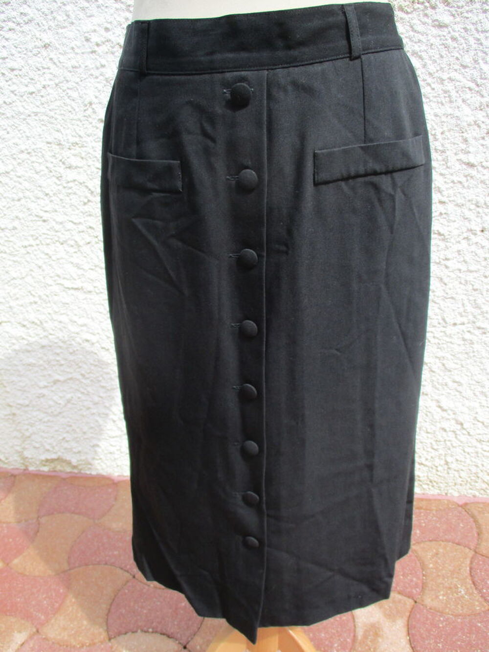 Jupe Droite Noire Made in France - Taille 44 - Vintage Vêtements