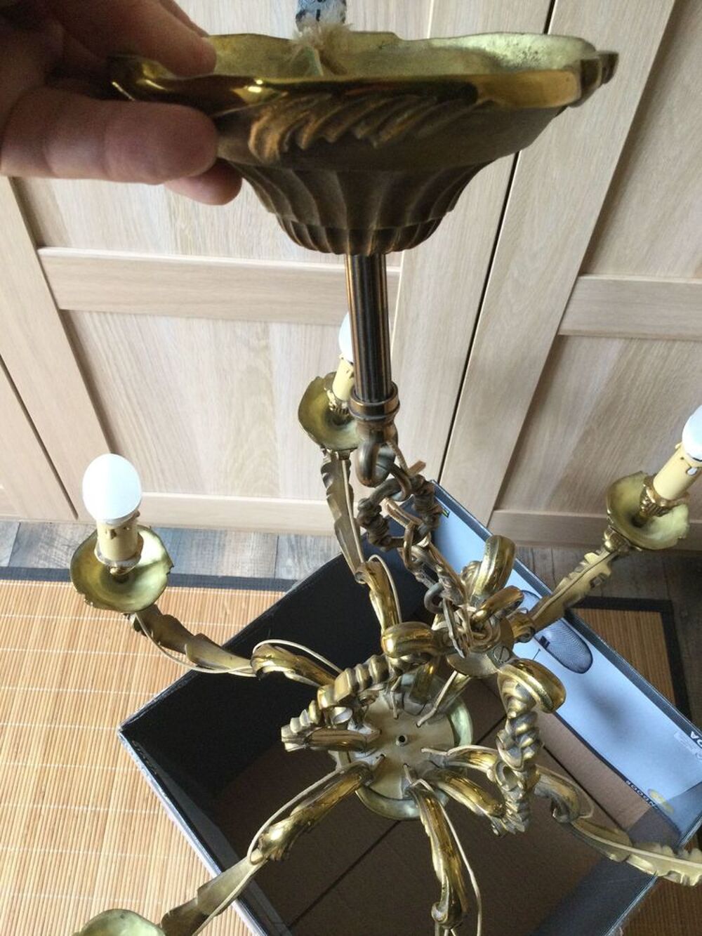 lutte en bronze 6 lampes Dcoration