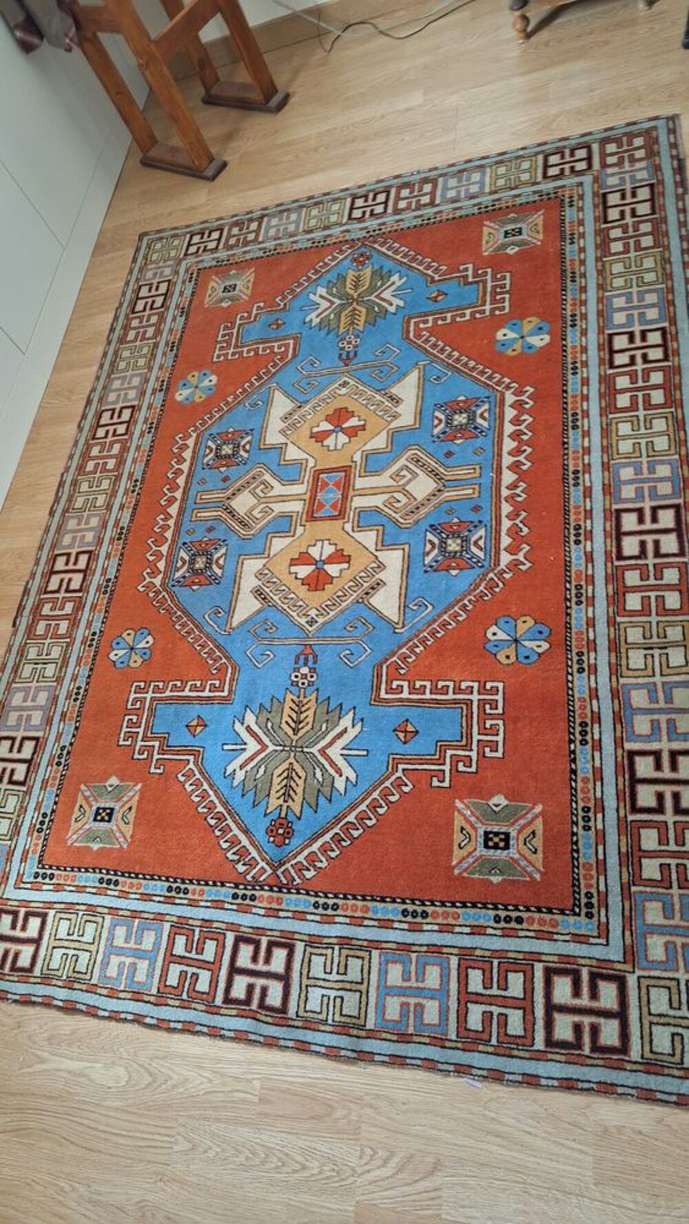 Tapis en laine ancien dim : 200 par 145 cm Décoration