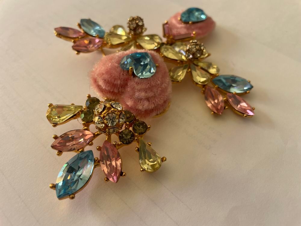 Broche Demi-Croix GM Strass Multicolore, Coeur strass poire Bijoux et montres