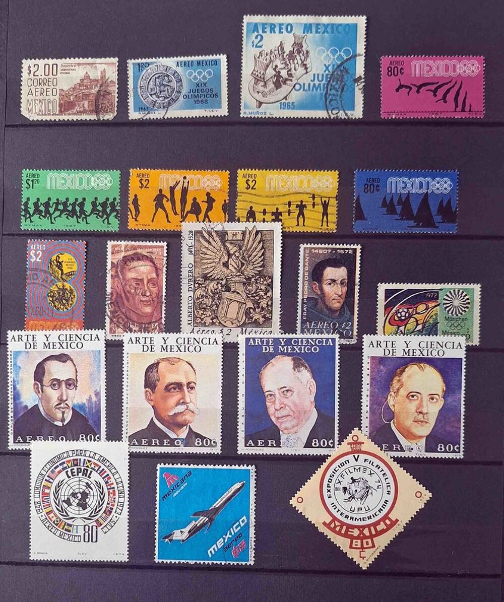 S&eacute;rie de timbres de collection du Mexique 